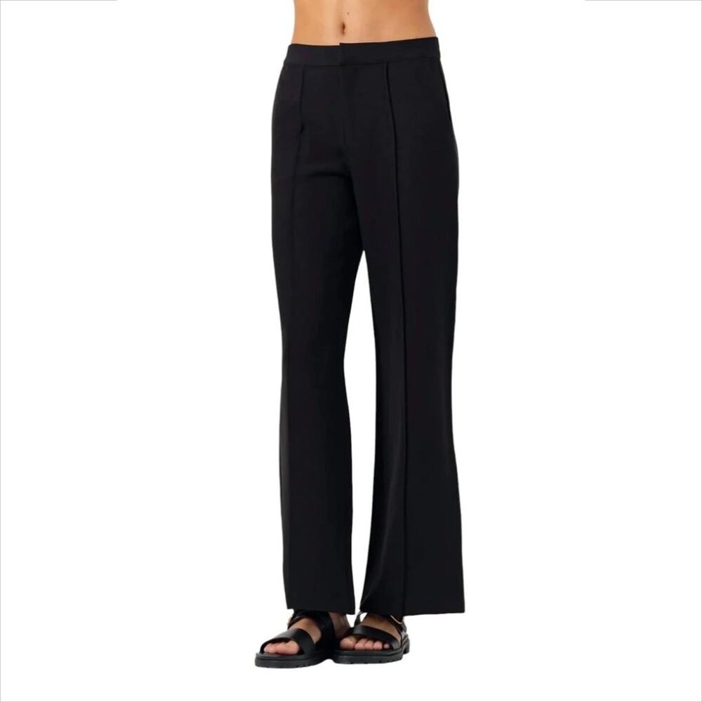 Sundays Iris wide leg trousers pants black stretch crepe seaming new X-Small XS